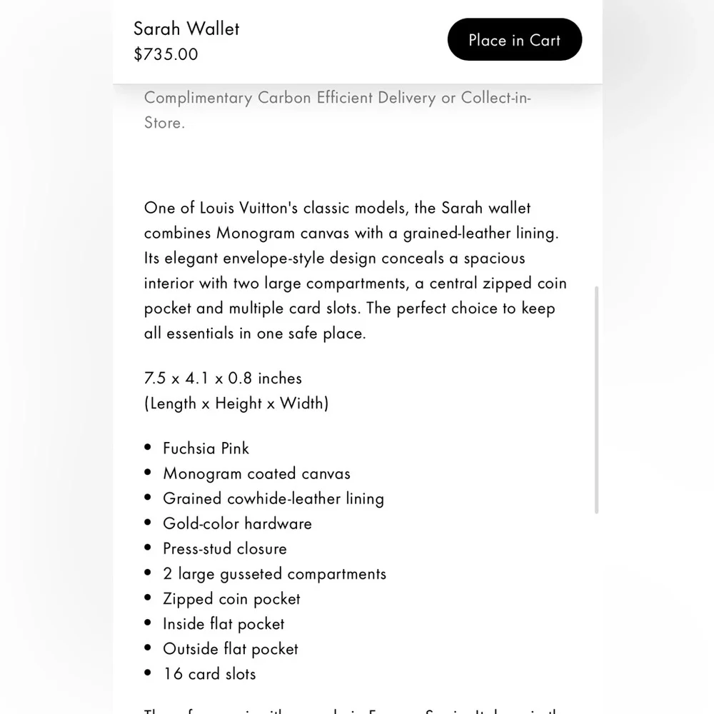 Louis Vuitton Sarah Brown Monogram Wallet - Picture 11 of 12